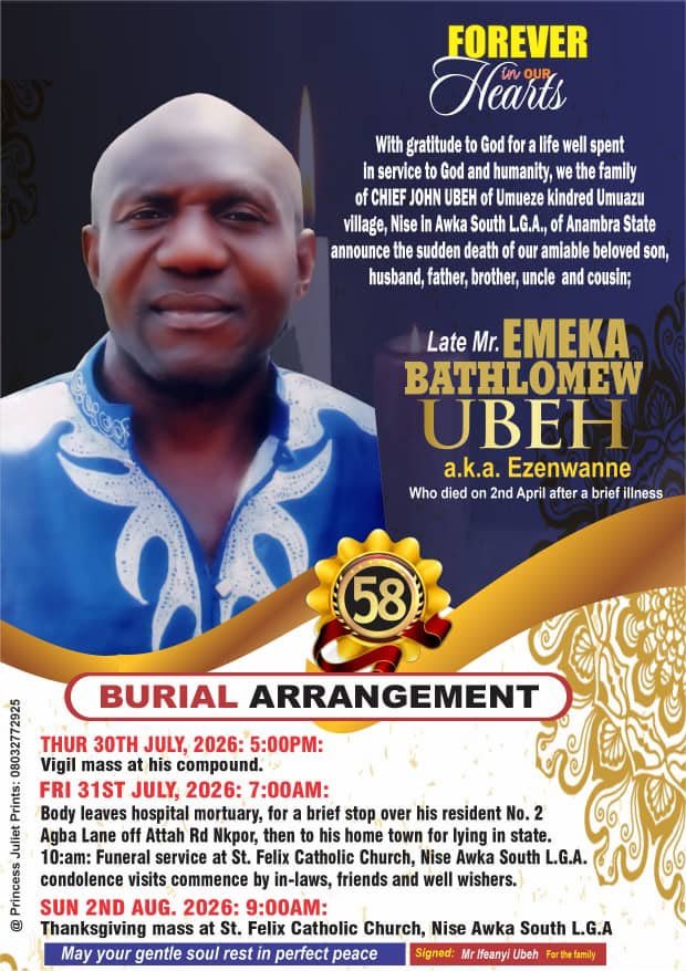 The funeral of Late Mr. Emeka Bartholomew Ubeh